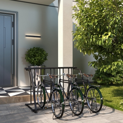 Soozier All-Steel Bike Rack, 45" Bike Stand, 3-Bike Capacity, Single-Side, for Garages Streets Yards Schools