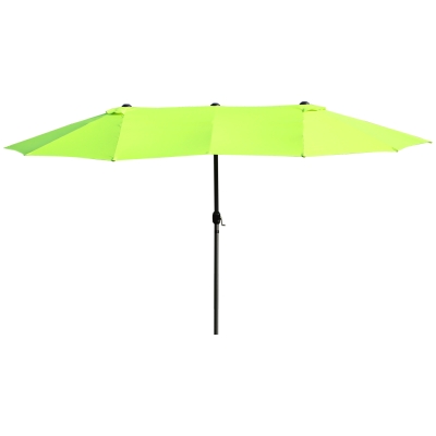 Outsunny 15ft Double-sided Patio Umbrella with Twin Canopy, Extra Large Outdoor Parasol with Crank for Pool, Deck, Market, Green