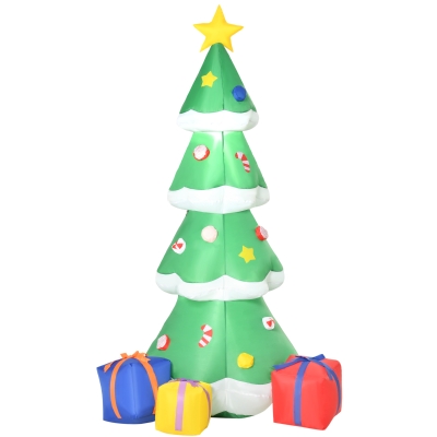 HOMCOM 6ft Inflatable Christmas Tree with LED Lights, Outdoor Decor