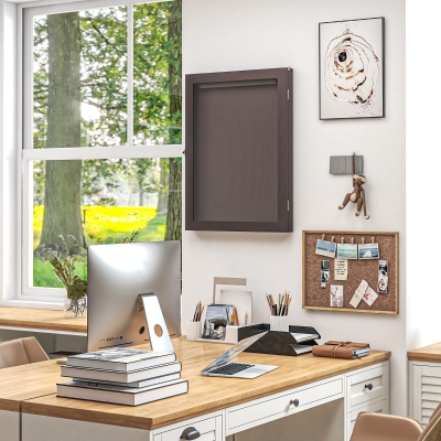 HOMCOM 24" x 32" Hockey Jersey Frame, Jersey Shadow Box for Basketball Football Baseball, Brown