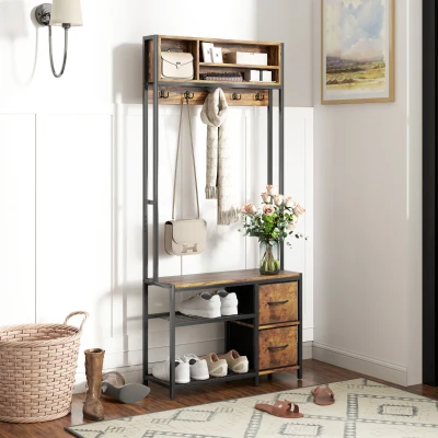 Hall Tree 31.5" W x 11.8" D x 70.9" H Brown