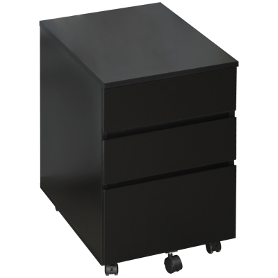 HOMCOM 3-Drawer Mobile Storage Cabinet, Black