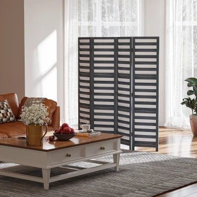 HOMCOM 5.6' Foldable Room Divider Screen for Bedroom/Office, White Grey