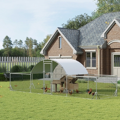 PawHut 21.7' x 6.2' Metal Chicken Run with Waterproof and Anti-UV Cover