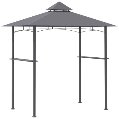 Outsunny 8' x 5' BBQ Grill Gazebo Tent with Double Tiered Canopy for Outdoor Sun Shade, Grey