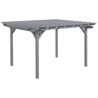 Outsunny 12' x 10' Wooden Pergola, Outdoor Patio Gazebo, Gray
