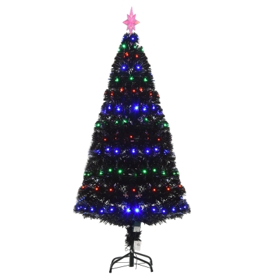 HOMCOM 5ft Prelit Christmas Tree, Black with LED Lights