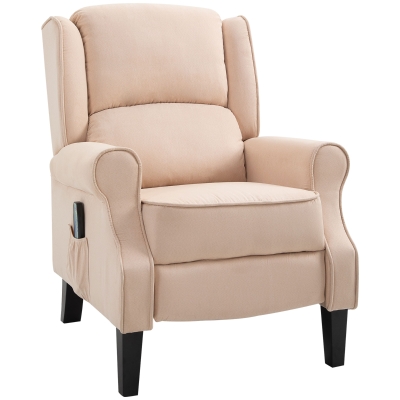 HOMCOM Wingback Recliner Chair with Massage & Heat, Cream White