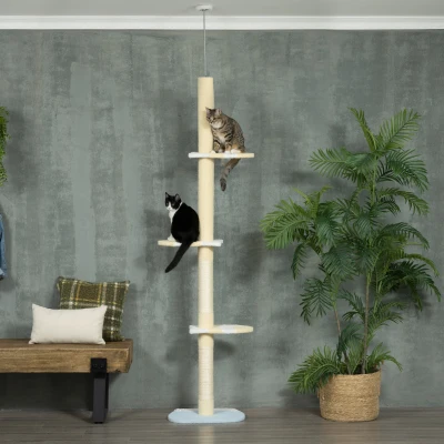 PawHut 4-Tier Adjustable Cat Tree, 87-103 Inch Height