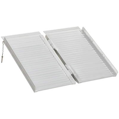 HOMCOM Textured Aluminum Folding Wheelchair Ramp, Portable Threshold Ramp 2', for Scooter Steps Home Stairs Doorways
