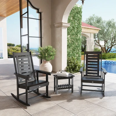 Outdoor Rocking Chair Set 35" x 25.6" x 40.6" Black