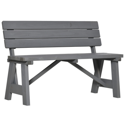 Outsunny Wooden Garden Bench for Outdoor, 2-person Patio Bench, Loveseat Furniture for Lawn, Deck, Yard, Porch and Entryway, Grey