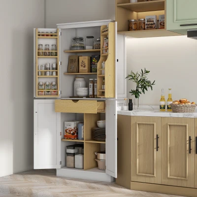 HOMCOM 72" Tall Kitchen Pantry Cabinet with Shelves & Drawer