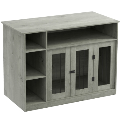 PawHut 47" Dog Crate Furniture with Storage, Gray