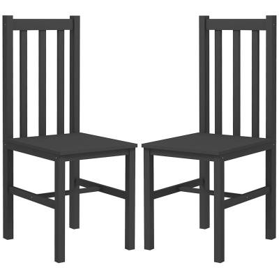 HOMCOM Farmhouse Pine Wood Dining Chairs, Set of 2, Black