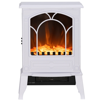 HOMCOM 22" Portable Electric Fireplace Heater with Flame Effect, White