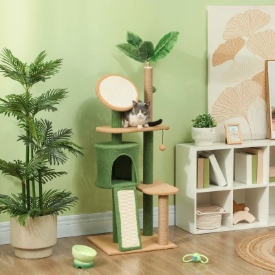 cat tree 18.9" W x 17.3" D x 54.7" H Green