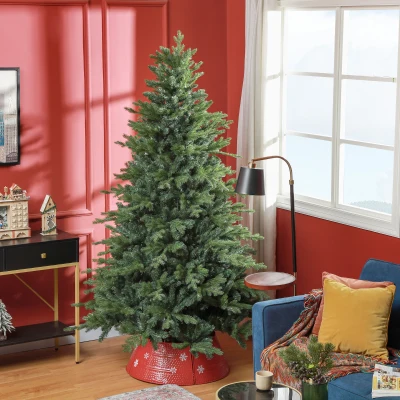 HOMCOM 7 Ft Artificial Christmas Tree with Metal Stand, Hinged