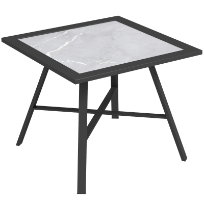 Outsunny Small Outdoor Side Table, Patio Side Table with SPC Tabletop for Garden, Patio, Lawn, Grey
