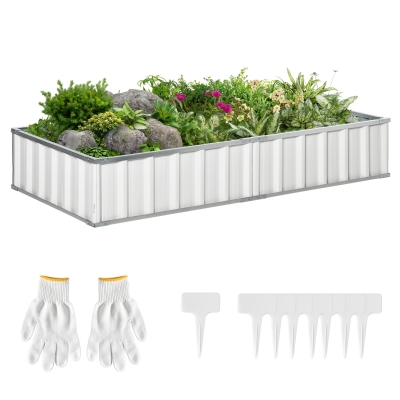 Outsunny 5.7' x 3' Raised Garden Bed, Metal Planter Box, White