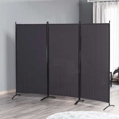 HOMCOM 6' 3 Panel Room Divider, Double Hinged Folding Wall Divider, Indoor Privacy Screen for Home Office,  Charcoal Grey