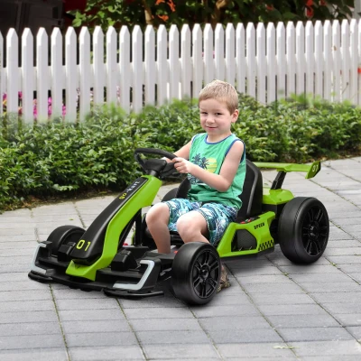 Aosom 24V Electric Go Kart, 7.5 MPH, Adjustable Seat, Green