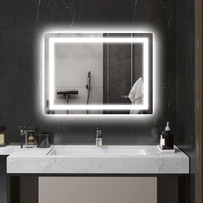 HOMCOM 32"x24" LED Bathroom Mirror, Dimmable, Anti-Fog, Backlit/Front Lit