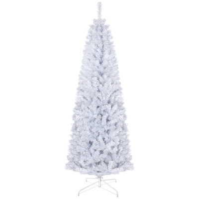 HOMCOM 6 FT White Pencil Christmas Tree with Stand, 618 Tips