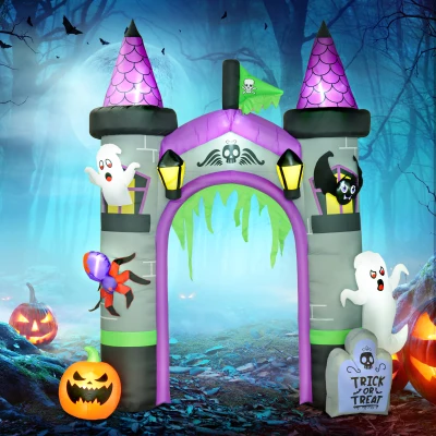 Outsunny 12ft Inflatable Halloween Archway with Ghost & Pumpkin
