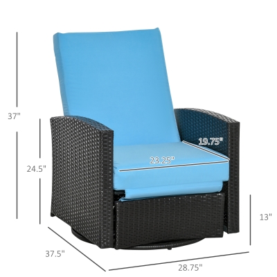 ZZW Outdoor 360° Swivel Rattan Recliner Chair Set Of 2