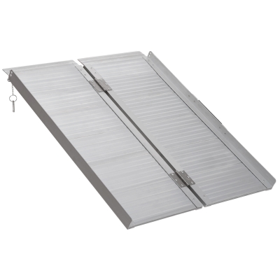 HOMCOM 3ft Textured Aluminum Folding Wheelchair Ramp, Portable Threshold Ramp, for Scooter Steps Home Stairs Doorways