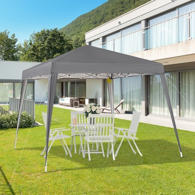 Outsunny 8' x 8' Pop Up Canopy, Outdoor Folding Tent, Portable Party Tent with Carrying Bag for Camping, Party, Picnic, Grey