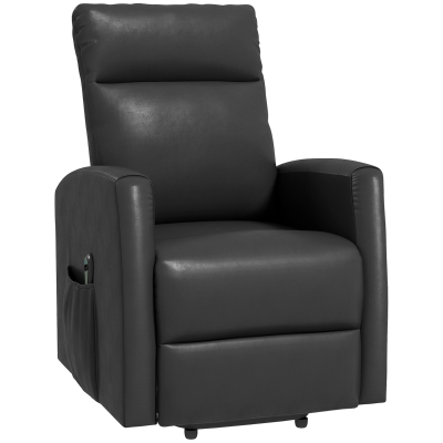 HOMCOM Power Lift Recliner Chair with Remote Control Side Pocket for Living Room Home Office Study Grey