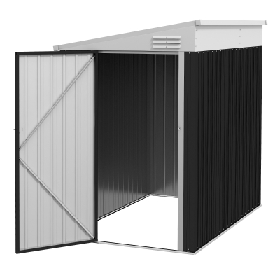 Outsunny 4' x 6' Outdoor Storage Shed Lean to Shed Outdoor Metal Tool Shed with Lockable Door and Air Vents, Dark Grey