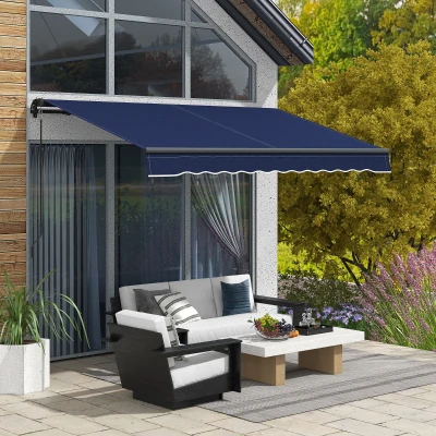 Outsunny 10' x 8' Retractable Awning, UV Resistant, Blue