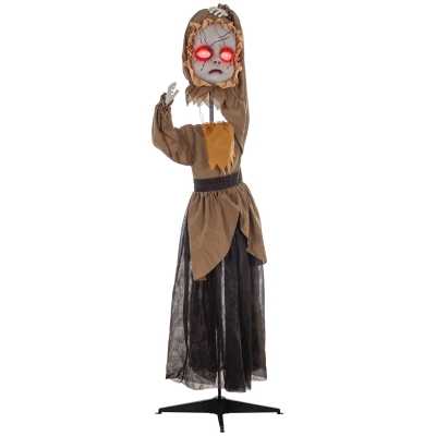 HOMCOM 5.2' Life Size Animatronic Doll, Halloween Decoration