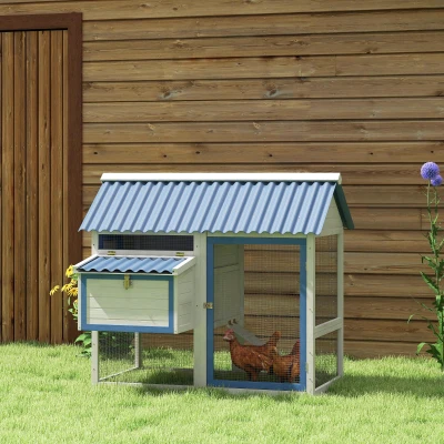 Chicken Coop 55.5" W x 50" D x 47.6" H White