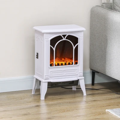 HOMCOM 22" Portable Electric Fireplace Heater with Flame Effect, White