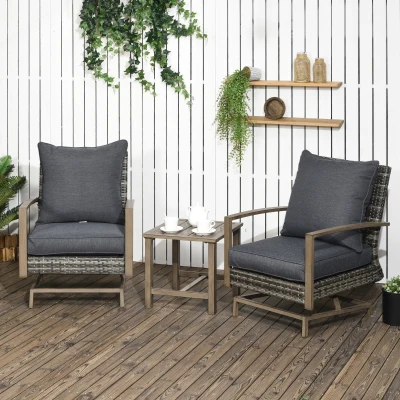 Outsunny Patio Bistro Set, Rocking Furniture, Dark Gray