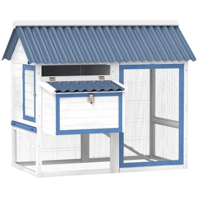 Chicken Coop 55.5" W x 50" D x 47.6" H White
