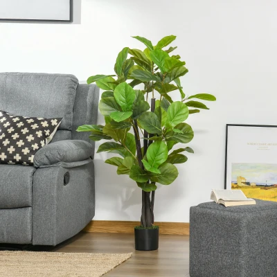 HOMCOM 4.5FT Artificial Fiddle Leaf Fig Tree, Faux Plant