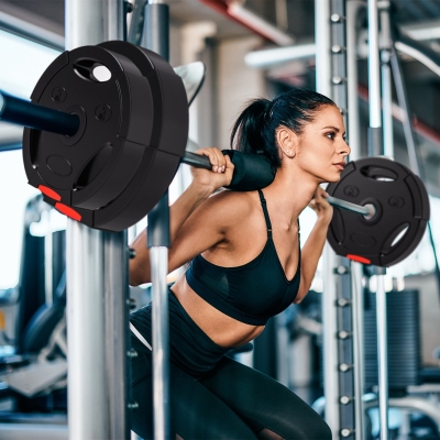 Soozier 1-Inch Weight Plates, Barbell Weights Set for Weightlifting and Strength Training, 2 x 17lbs + 2 x 11lbs