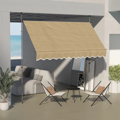 Outsunny 10' Retractable Awning, UV Resistant, Beige