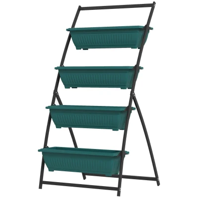 Outsunny 4-Tier Vertical Raised Garden Planter with 4 Boxes, Outdoor Plant Stand Grow Container for Vegetable Flowers, Green