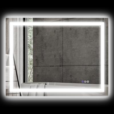 HOMCOM 47" x 35" LED Bathroom Mirror, Dimmable, Anti-Fog, Backlit/Front Lit