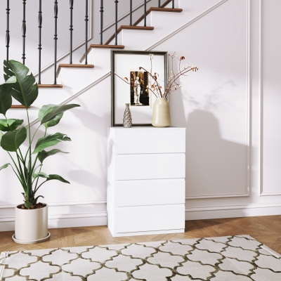 HOMCOM 4 Drawer Chest Storage Cupboard Freestanding Drawer Unit, White