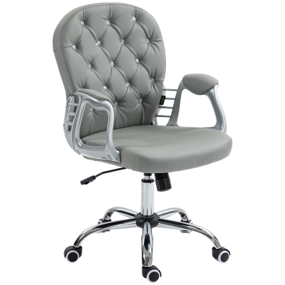 Vinsetto Tufted Home Office Desk Chair with Armrests, Gray