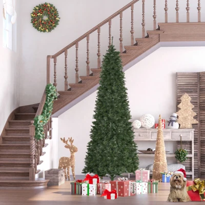 HOMCOM 8ft Slim Pine Artificial Christmas Tree, Green