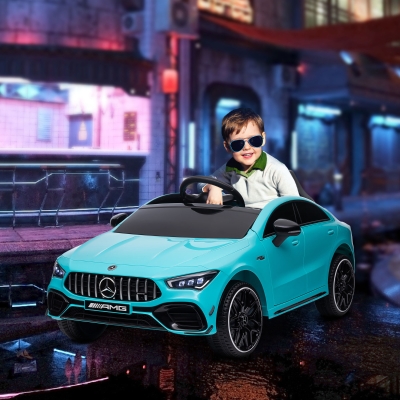 Qaba Mercedes-Benz AMG Licensed 12V Ride on Car, Kids Electric Car with Remote Control, Spring Suspension, Light Blue