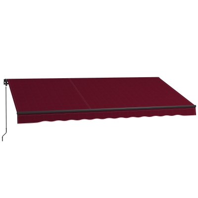 Outsunny 13' x 10' Retractable Awning, 280gsm UV Resistant Sunshade Shelter, for Deck, Balcony, Yard, Wine Red